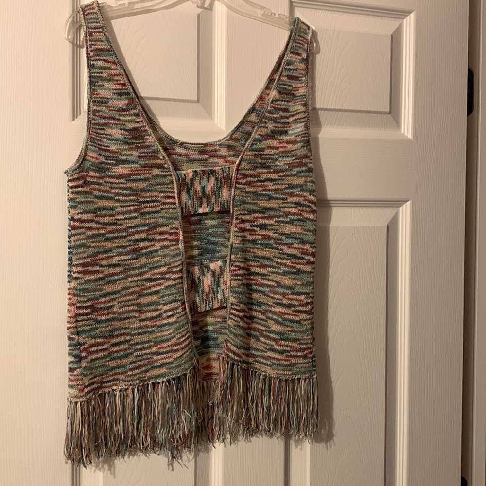 Jack Multicolored Top With Fringe, Size M - image 4